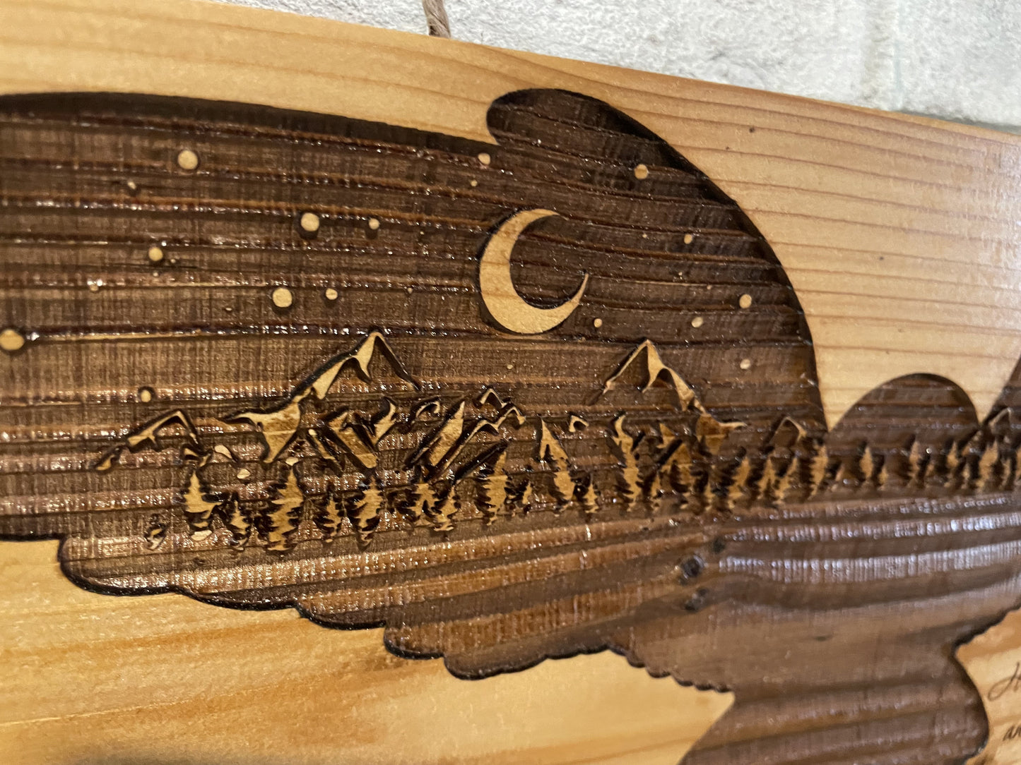 Owl Scene Psalms 91.4 on Cedar image 4