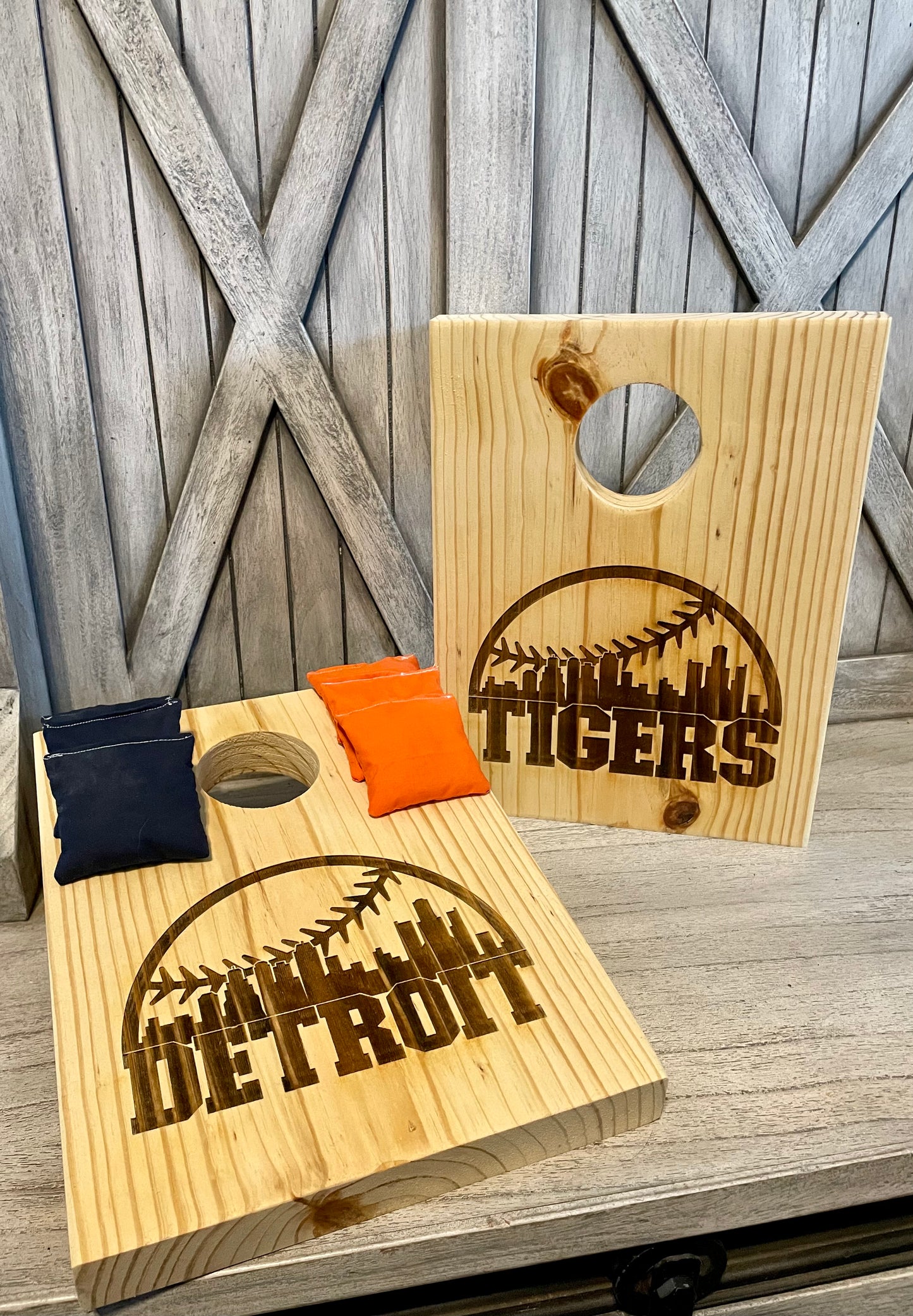 Detroit Baseball Tabletop Cornhole Set