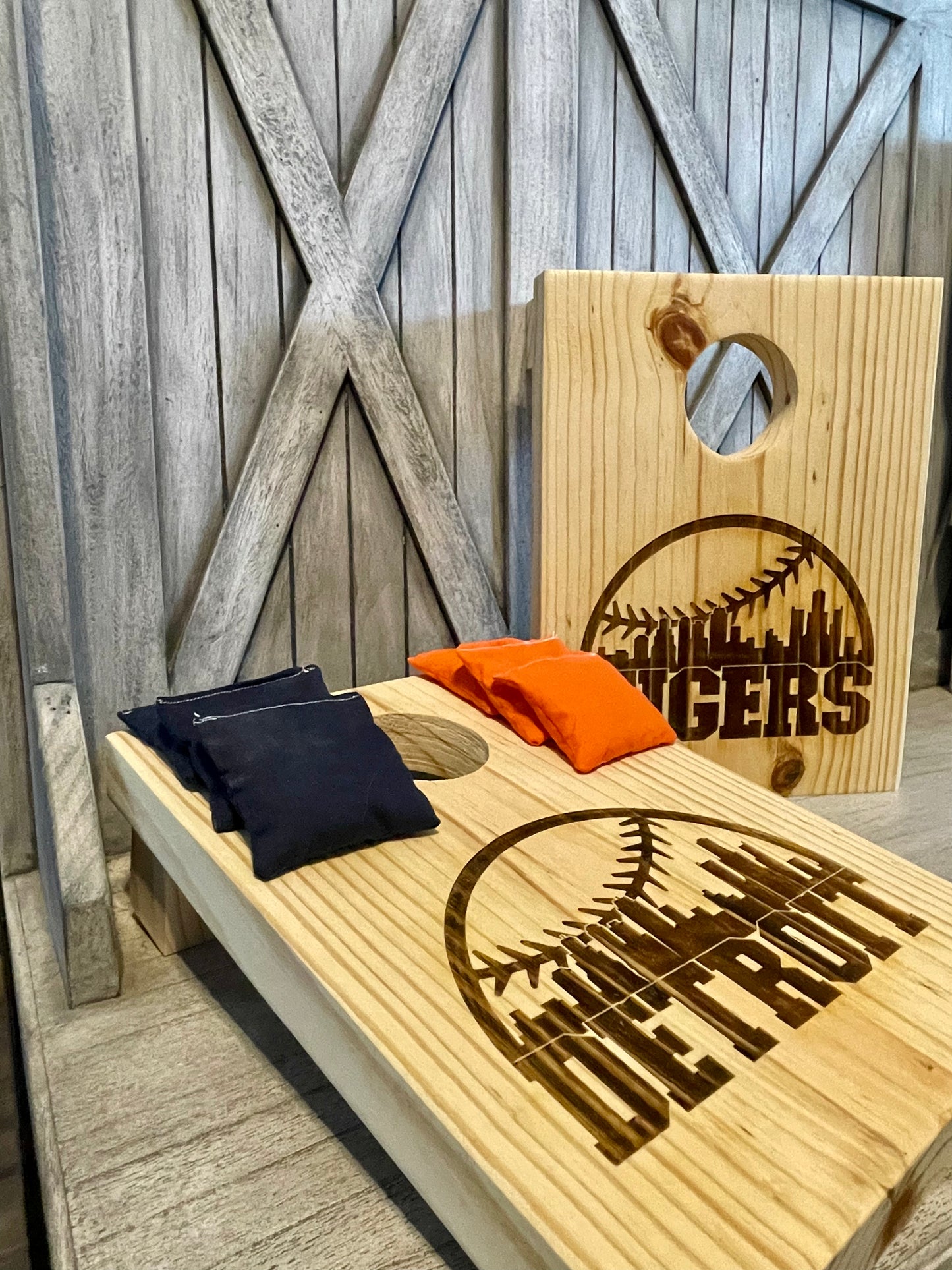 Detroit Baseball Tabletop Cornhole Set
