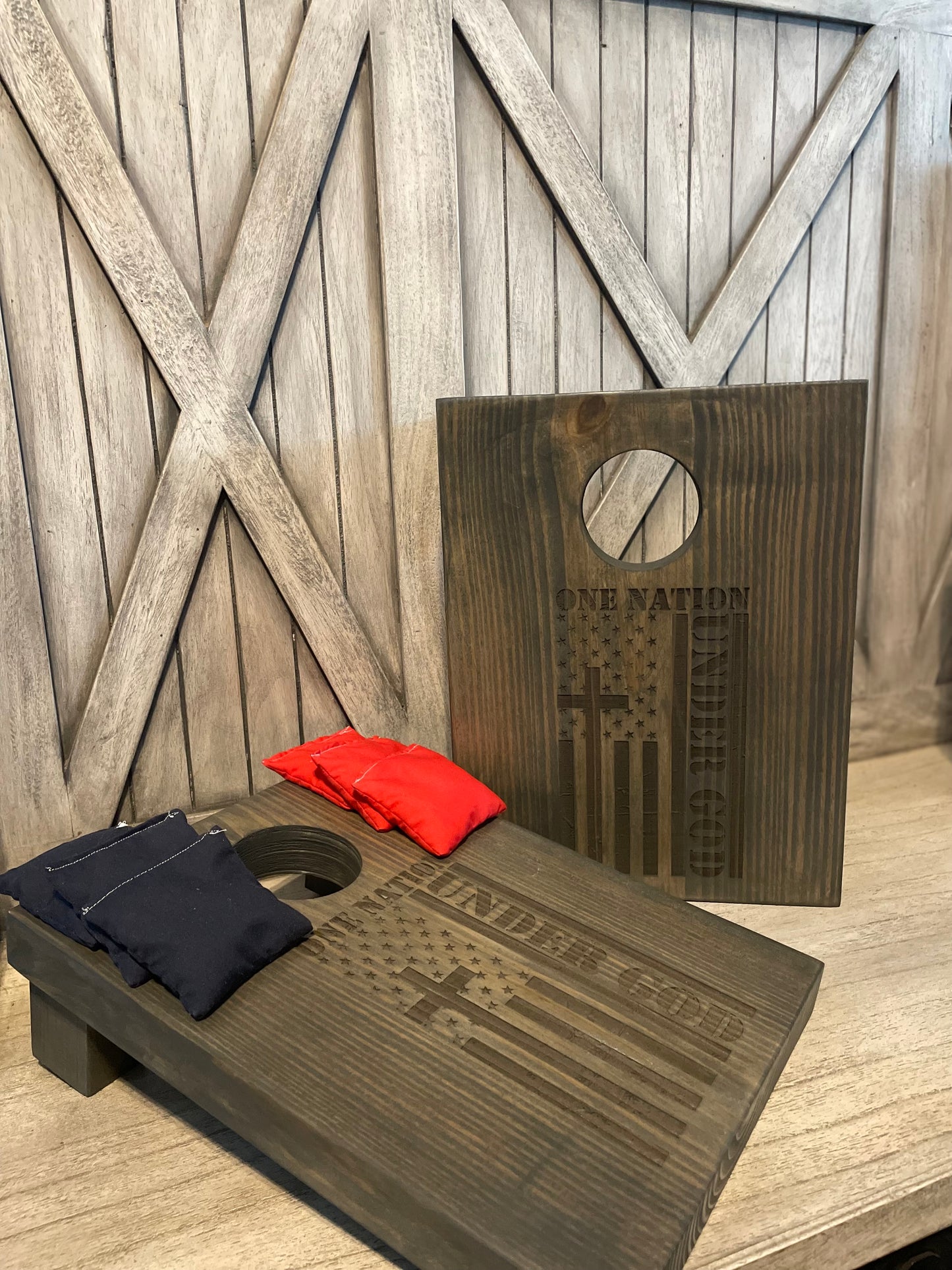 One Nation Under God Tabletop Cornhole Set