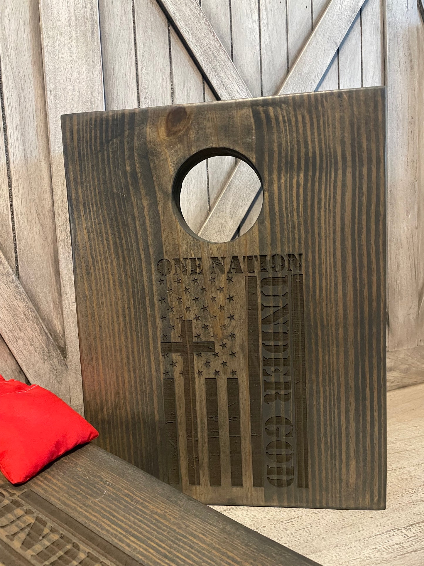 One Nation Under God Tabletop Cornhole Set