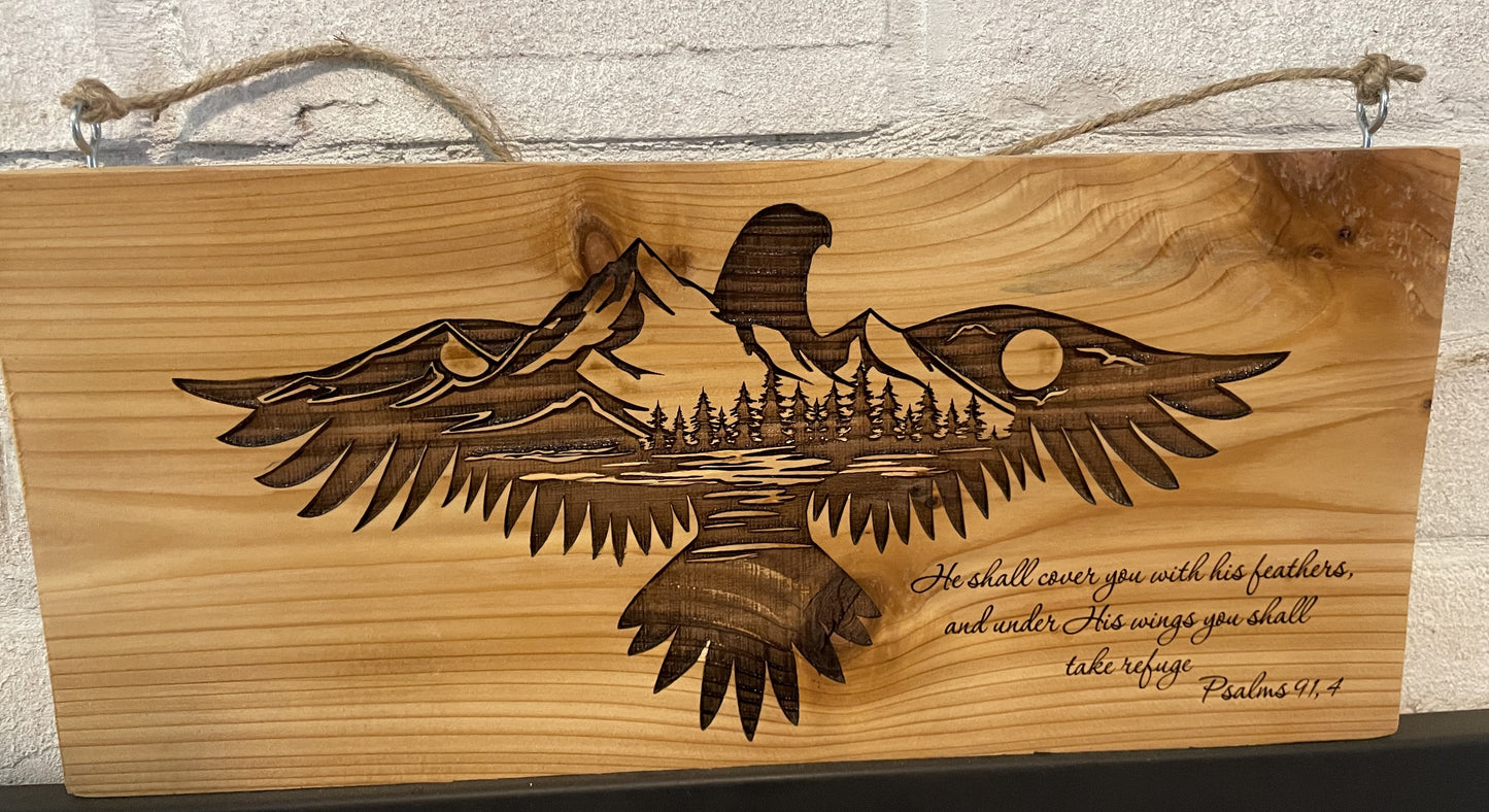 Eagle Psalms 91.4 on Cedar image 0