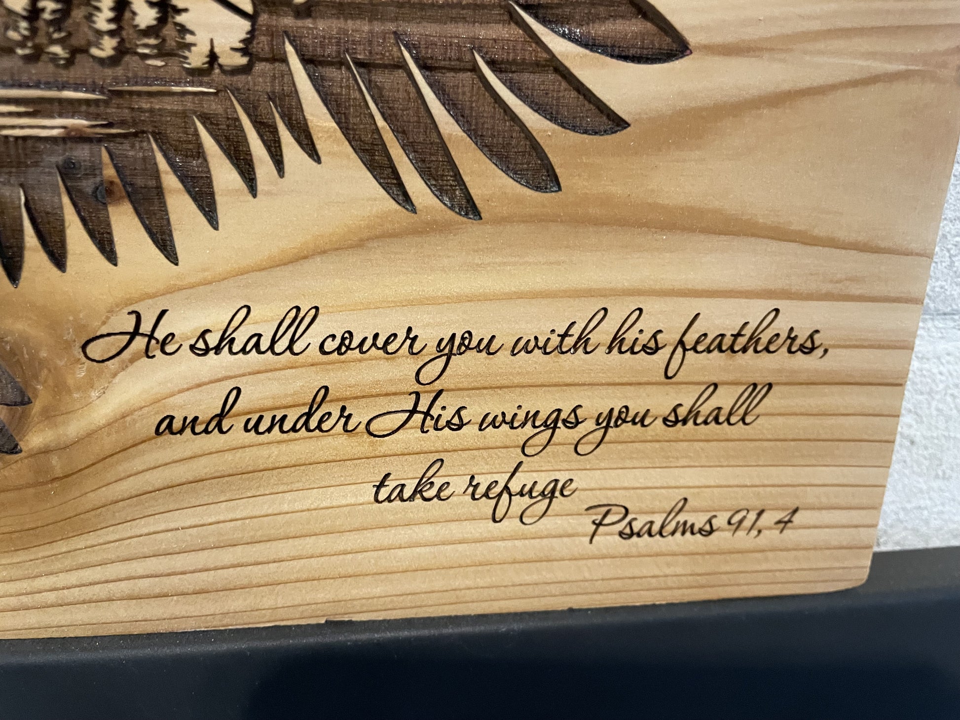 Eagle Psalms 91.4 on Cedar image 2