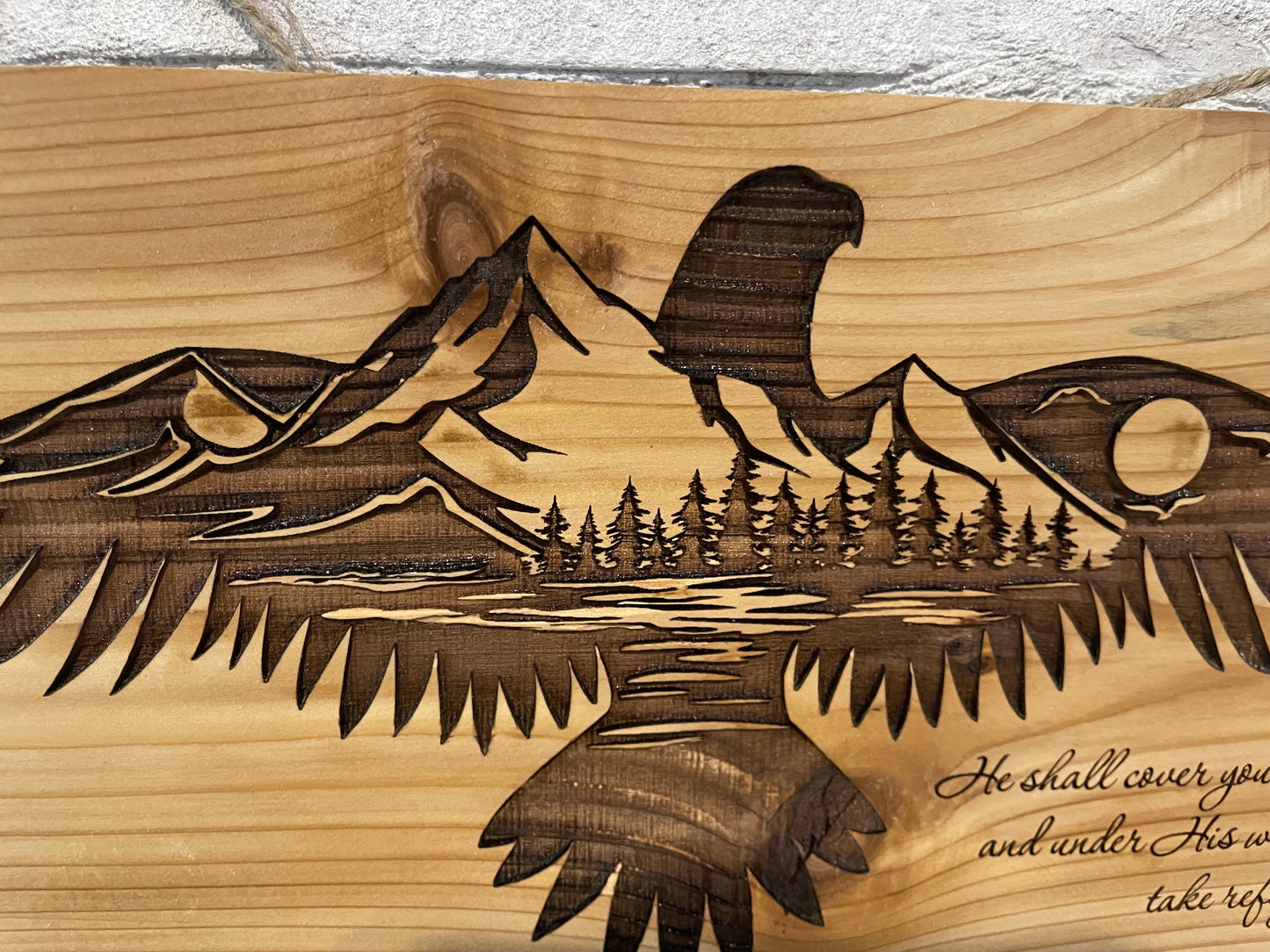 Eagle Psalms 91.4 on Cedar image 1