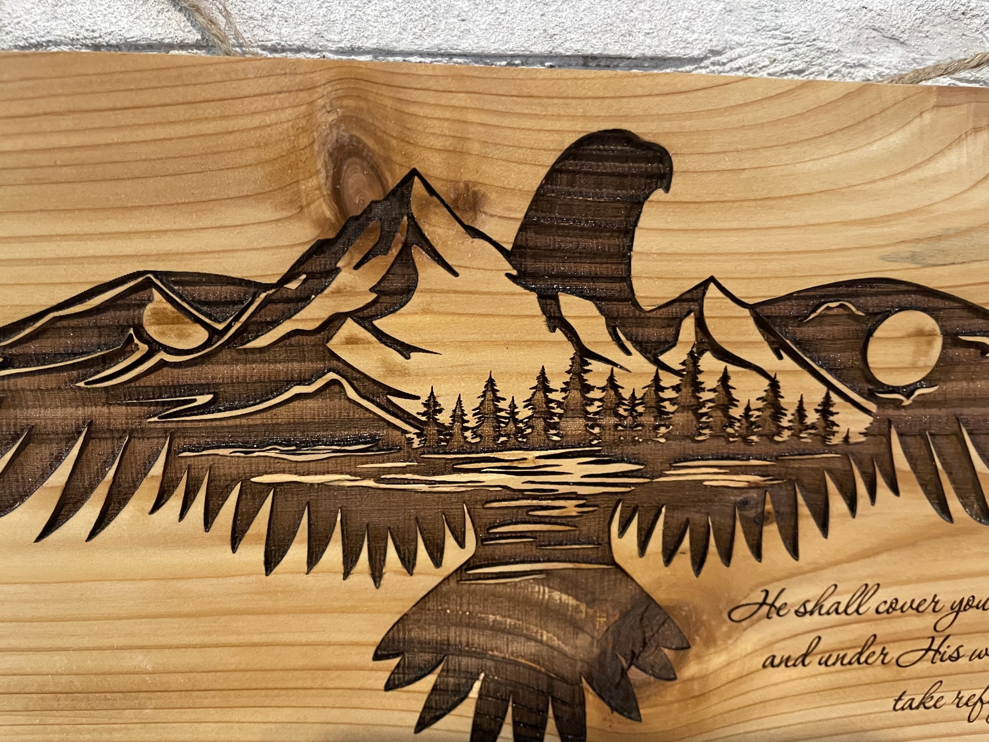 Eagle Psalms 91.4 on Cedar image 1